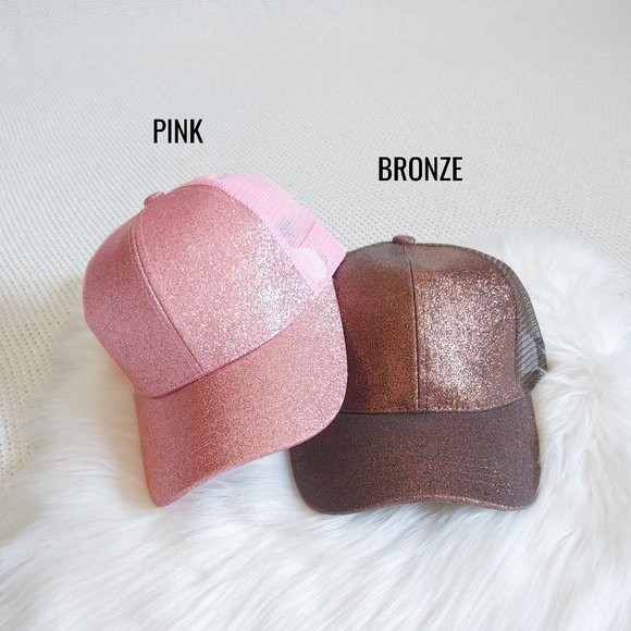 Pink Glitter C.C Ponytail Messy Bun Cap - Picture 7 of 8